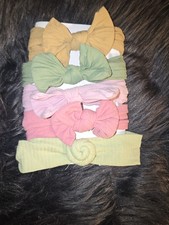 Girls Stretch Fabric Bow Knot Headband Lot, Multicolor, One Size, Solid.6 pieces