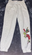 Kids The Grinch Gray Sweatpant Lounge Wear Grinch Graphic with Presents Small