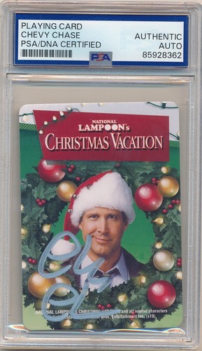 CHEVY CHASE CHRISTMAS VACATION AUTOGRAPH SIGNED PLAYING CARD PSA AUTHENTIC AUTO