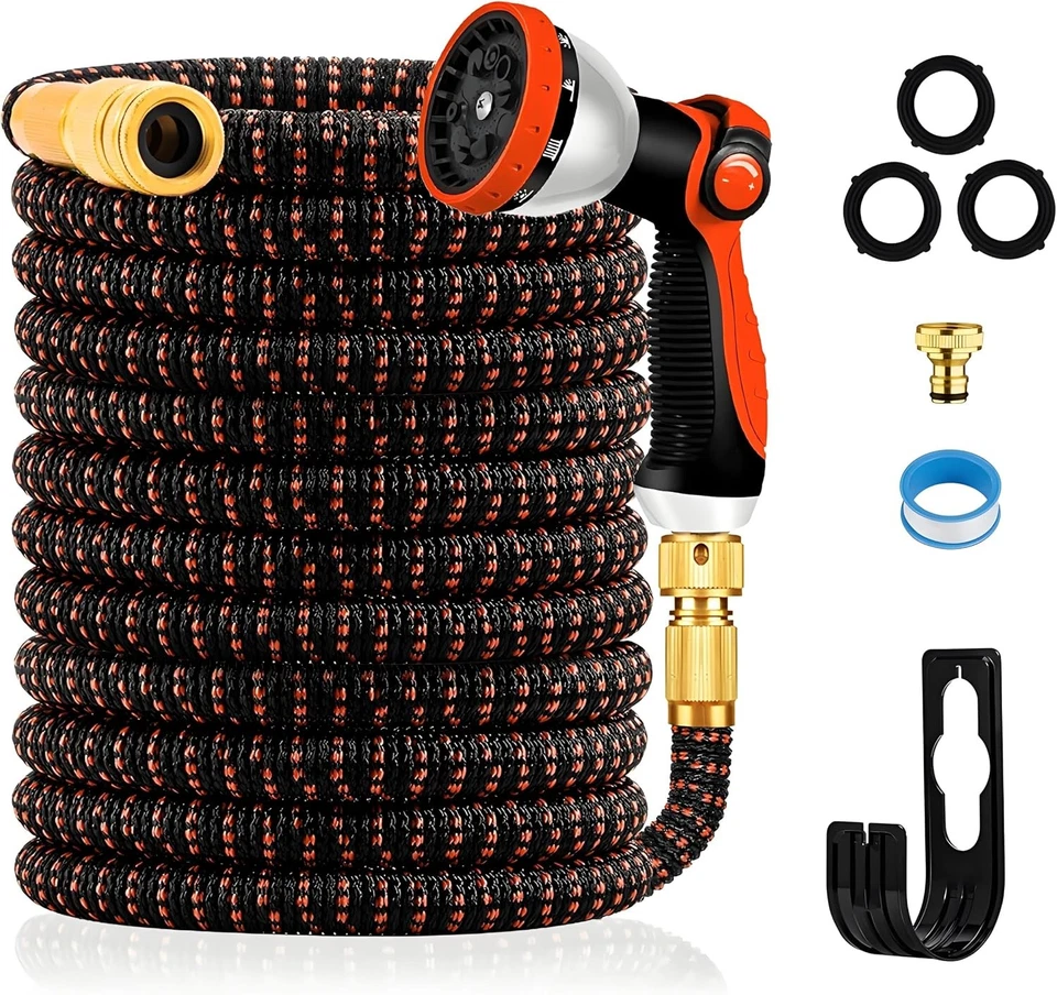 Tuyau Arrosage 30M Extensible Pistolet 10 Jets Raccords Métalliques nez robinet - Photo 2/4