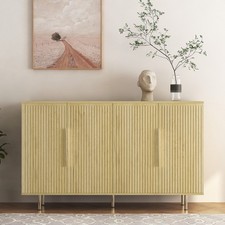 Modern Buffet Cabinet with Fluted Doors and Adjustable Shelves