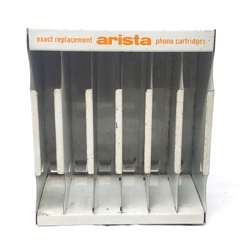 Arista Phonograph Cartridge Display Stand Metal Original Dealer Storage Box Vtg