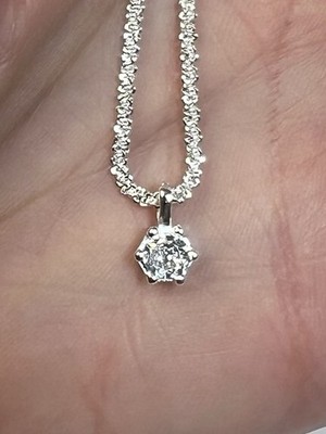 1ct Cubic Zirconia Pendant 925 Sterling Silver Chain Necklace Women Jewelry