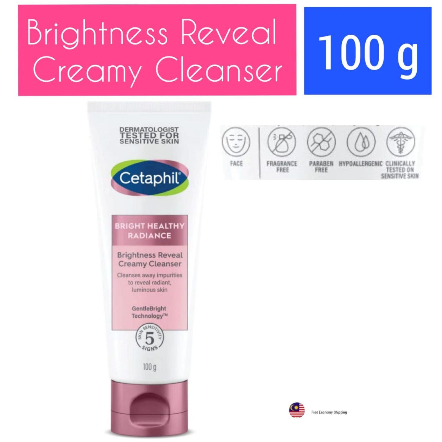CETAPHIL Bright Healthy Radiance Creamy Cleanser 100g for Glowing Skin