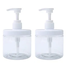 Cosywell Pump Bottle Dispenser Plastic Refillable Bottles 2x 500ml, Clear