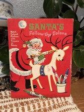 Vintage Whitman Santa's Follow the Colors Coloring Book 1969 Edition. Christmas
