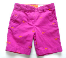 Crewcuts Girl’s size 7 Pink/Orange Embroidered Whales Bermuda Adjustable Shorts