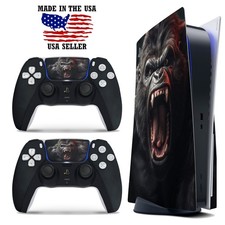 PS5 Disc Version Console  Controller Vinyl Skin Decal Wrap - Gorilla