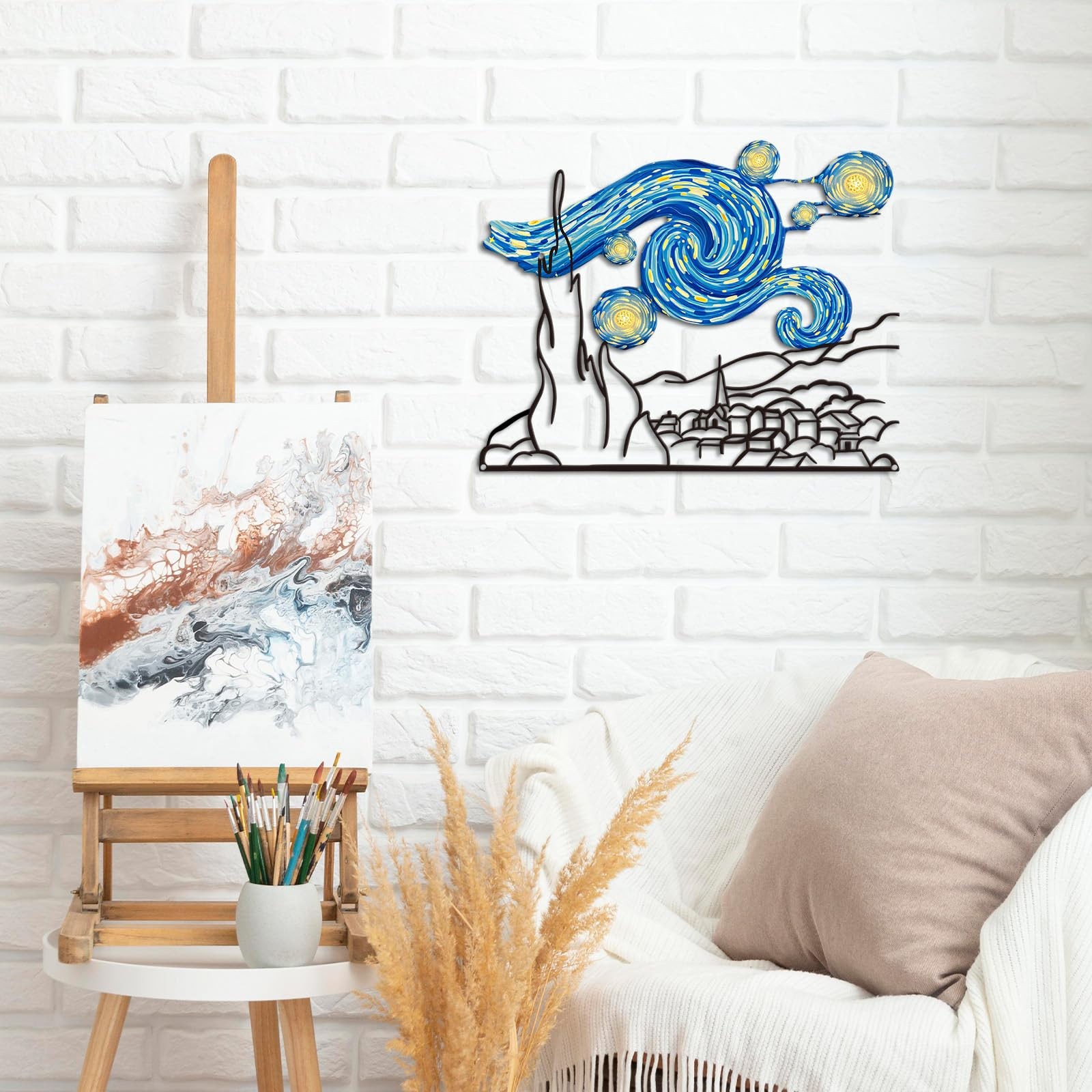 The Starry Night Van Gogh Metal Wall Decor, Painting Wall Art Abstract Artwor... thumbnail 3