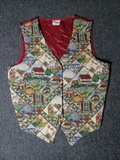 Vtg 90s Tapestry Vest Sz S Holidays Cottagecore Grandmacore Bobbie Brooks 80s