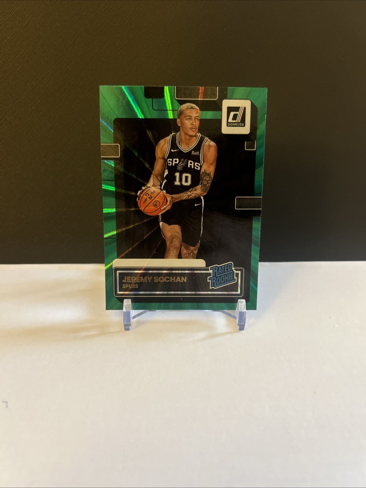 2022-23 Panini Donruss - Rated Rookie Jeremy Sochan #209 Holo Green Laser (RC)