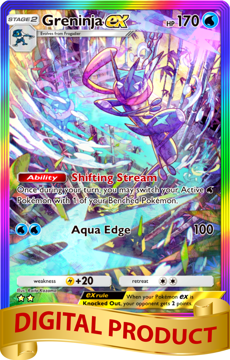 Pokemon Pocket TCG Card 2 Star Full Art Rainbow Greninja EX Mega