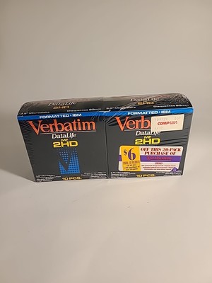 New Qty. 20 Vintage Verbatim 3.5  MF2HD Double Sided High Density Floppy Disks