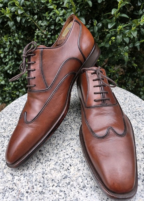 Magnanni 11115  Brown Leather Wingtip Dress Shoes Size : US-10M  , 43.5EU