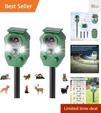 2-Pack Solar Powered Ultrasonic Animal Repeller, Outdoor Waterproof Motion-Ac...