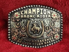 BRONC RIDING Vtg. Rodeo Champion Trophy Buckle☆Powder River Basin☆2011☆Rare☆589