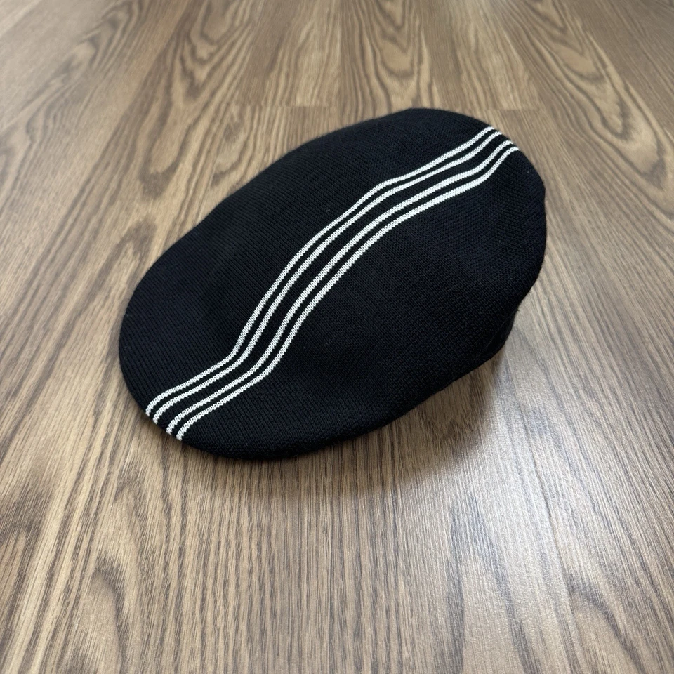 Sombrero de Regata Kangol De Colección Para Hombres S/M Negro Rayas Tejido Lana Newsboy Cabbie Retro Foto 3 de 4