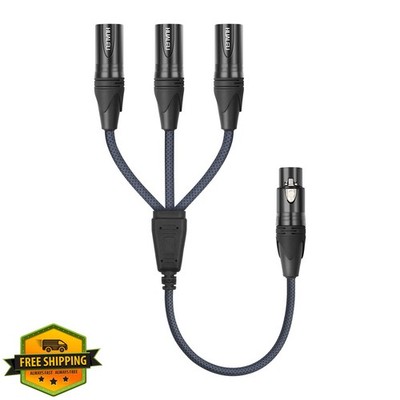 HUALEU 3-Pin XLR Splitter 2Ft 1 Female to 3 Male