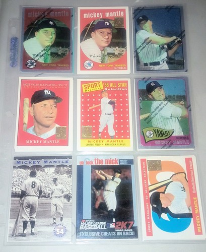 Tarjetas conmemorativas de Mickey Mantle 6 refractores cromados 18 cartas en total