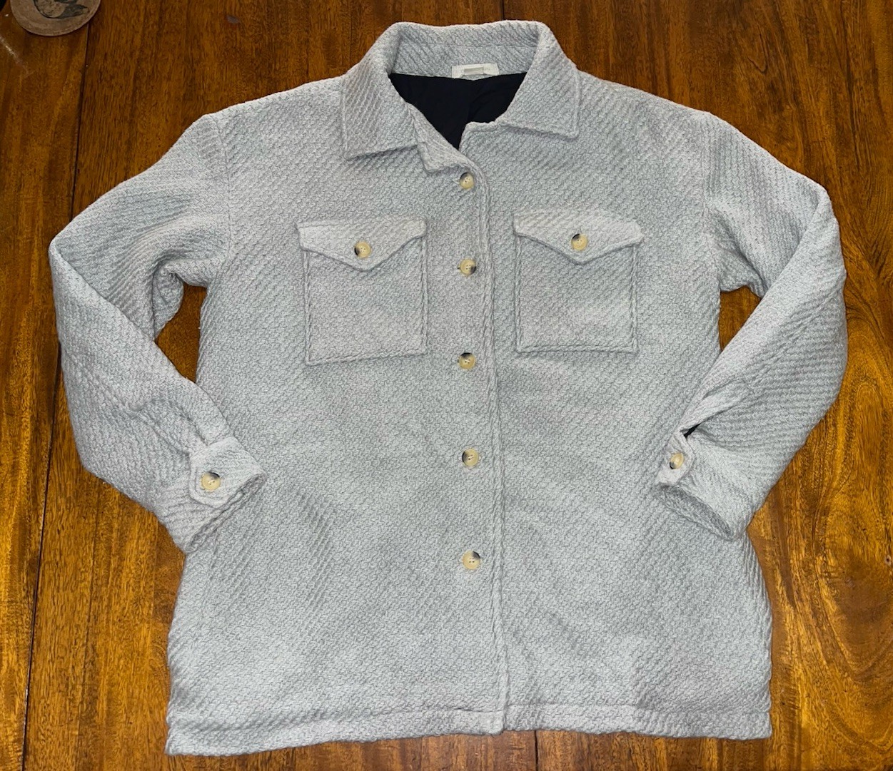 Outerknown Solid Gray Lined Cloud Weave Shirt Jac… - image 1
