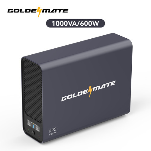 Goldenmate LiFePO4 UPS 1000VA/600W Battery Backup, Pure Sine Wave for PC Router
