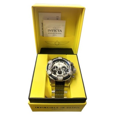 Invicta Men's 'Bolt' 52mm Quartz Watch, Stainless Steel, Black/Silver Bezel