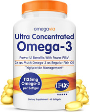 Ultra Concentrated Omega 3 Fish Oil Burpless, 60 Softgels, Triple Strength Omega