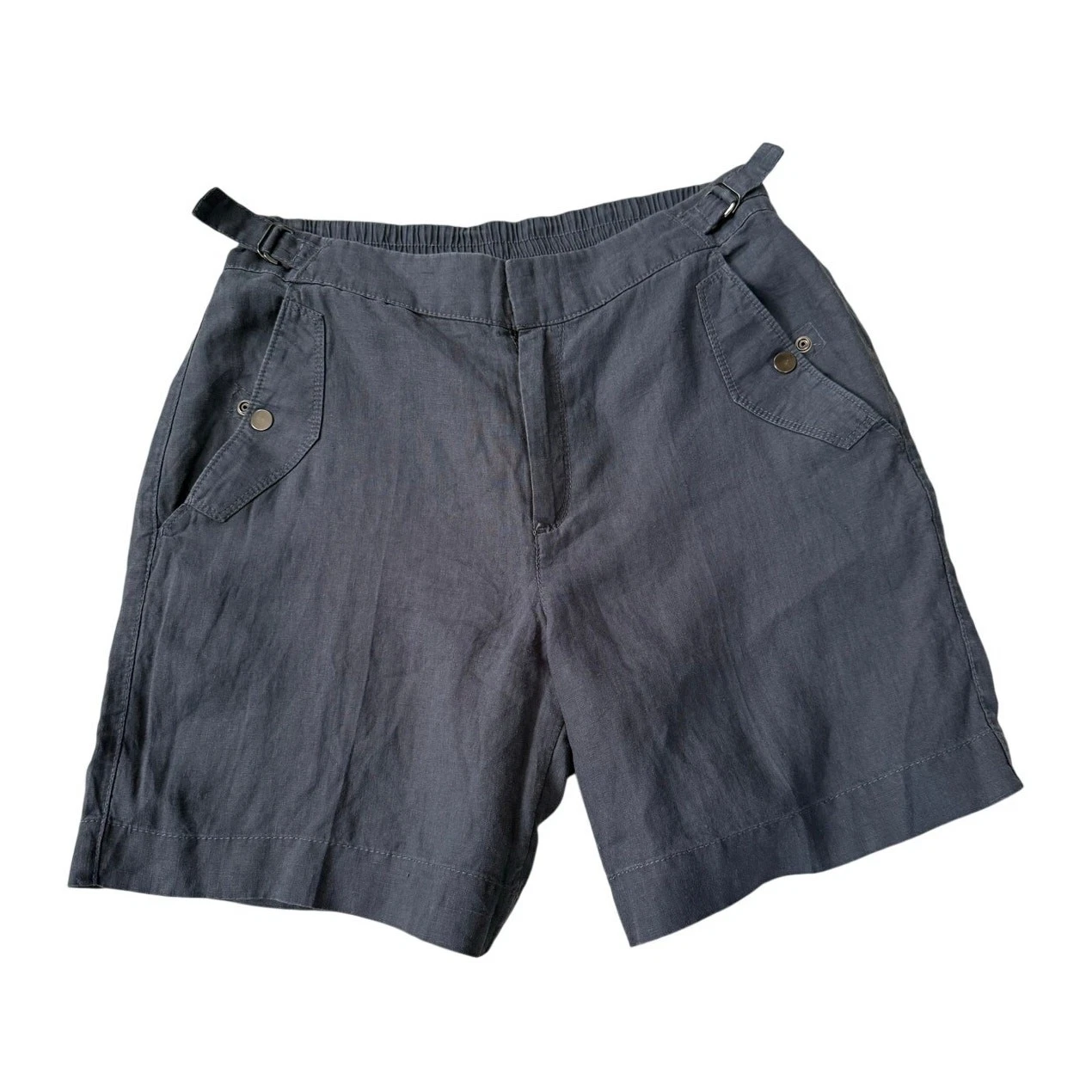 Athleta Voyager Linen Short Women's 8 Granite Blue 100% Linen