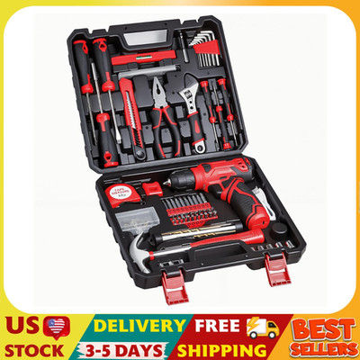 Tool Set - 8V Cordless Drill Set, 132 Piece Home Tool Set With Hand Drill, Tool