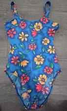 Sirena Vintage Floral 1 Pc Swimsuit Bathing Suit Women Textured VTG Size 14