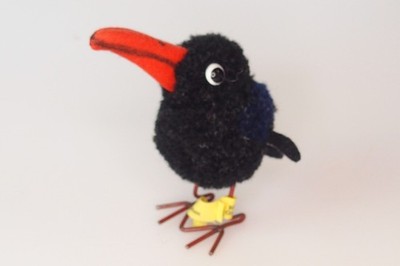 vintage Steiff  - Schwarzer Rabe   - Höhe ca.  6m  - Wolle Miniatur Wolly