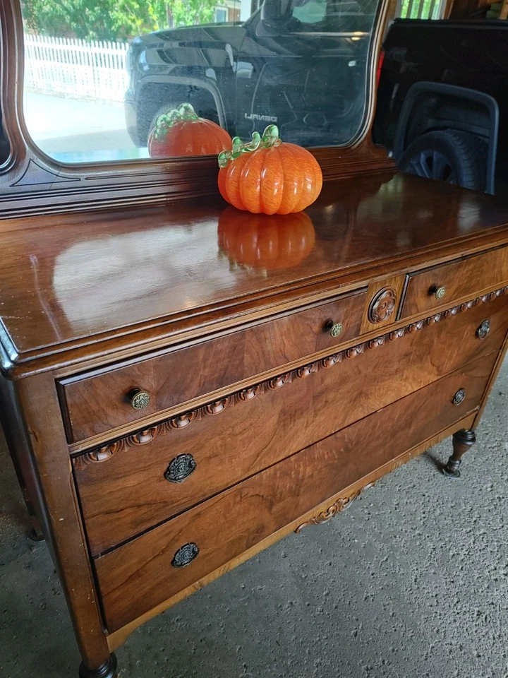 Antique Wooden Dresser with mirror - Image 2 of 2