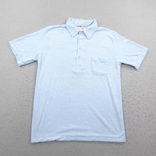 Vintage Montgomery Ward Polo Shirt Mens Large Blue Velour Towel Terry Cloth 70s