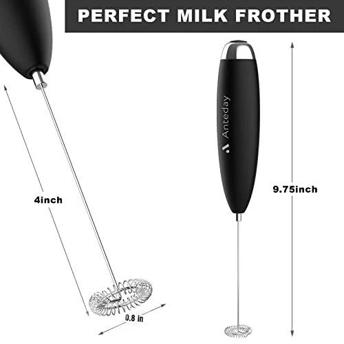 Milk Frother Frother for Coffee Frother Handheld - Black