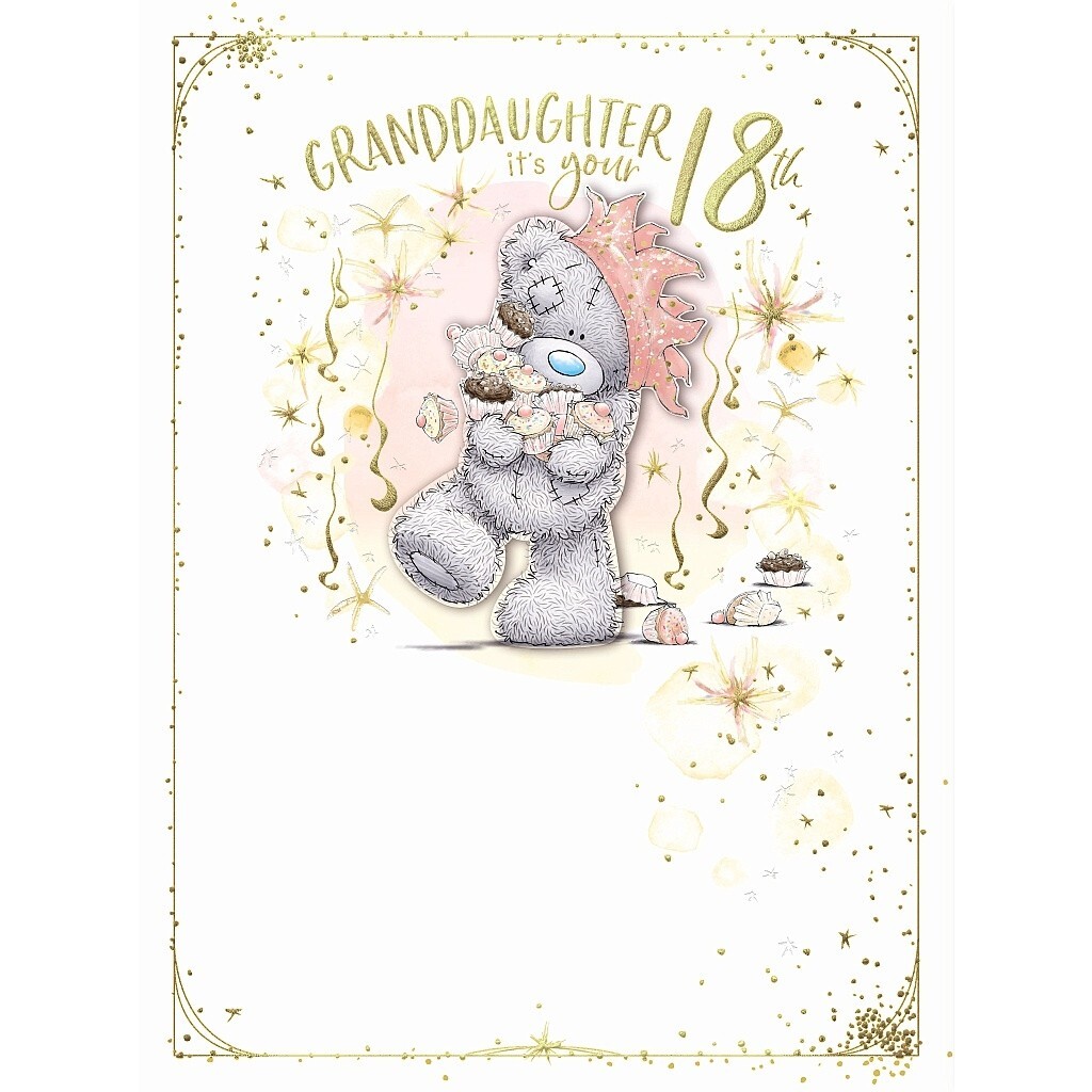 Birthday Card 18th GRANDDAUGHTER. **LARGE 12-INCH Gold-Foiled Me to You Card**