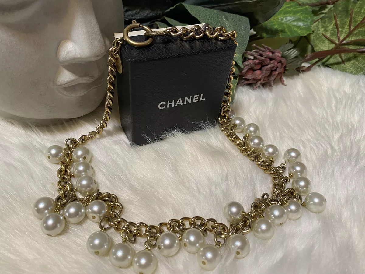 CHANEL Long Pearl Necklace Gold X Black Authentic Women Used from Japan |  eBay