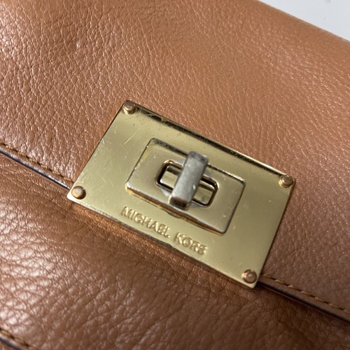 Michael Kors Sloan Small Shoulder Crossbody Chain Bag Brown Leather Turnlock - Picture 3 of 9