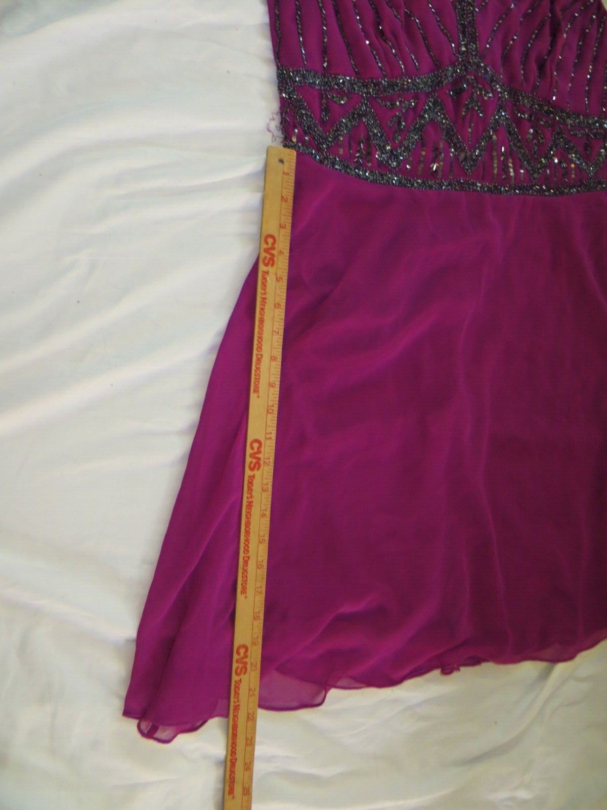 New Marina Beaded Silky Polyester Purple Violet Flapper Style Dress Size 16