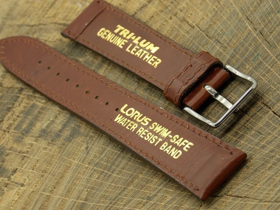 Vintage Lorus Swim-Safe Leather w Silver Tone Buckle 20mm Watch Band NOS Unused - Image 4 of 4