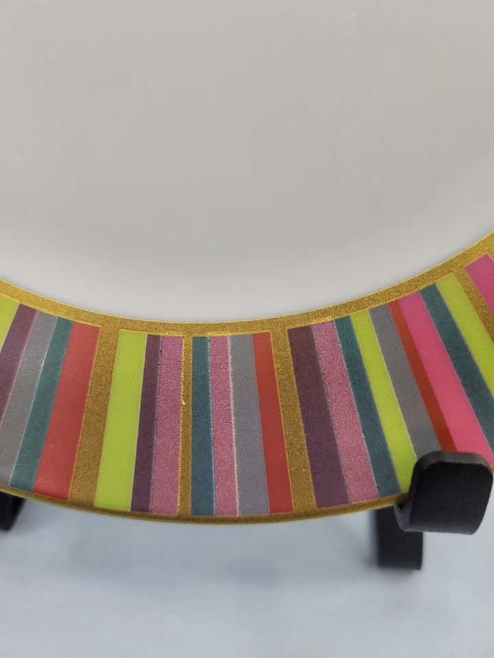 Pottery Barn Set/8 "Stripe" Salad Plates Multicolor Plates Colorful       13 - Image 3 of 4