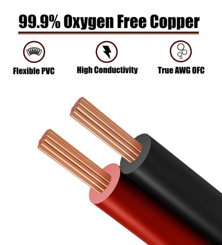12 Gauge AWG OFC Speaker Cable Subwoofer Zip Power Wire - 100 Feet Red & Black - Picture 3 of 5