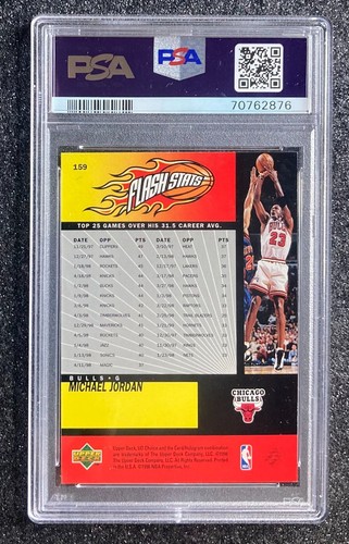 1998 Upper Deck Choice Michael Jordan Flash Stats #159 Chicago Bulls PSA 8 NM-MT - Picture 2 of 2