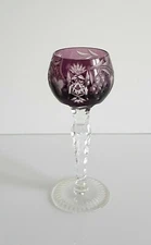 AJKA MARSALA AMETHYST CASED CUT TO CLEAR CRYSTAL LIQUEUR / CORDIAL GLASS