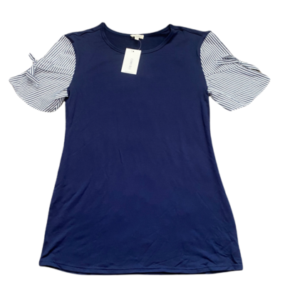 Como Blu Womens Dress Tunic size M Blue Pin Striped Short Sleeve New