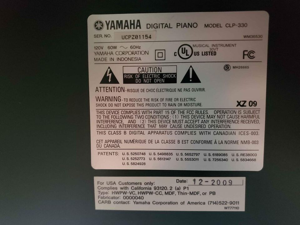 Yamaha Digital Piano CLP-330 | eBay