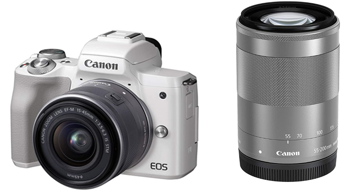 ＣＡＮＯＮ　ＥＯＳ　ＫＩＳＳ　Ｍ Canon Mirrorless SLR Camera EOS Kiss M Double Zoom Kit White