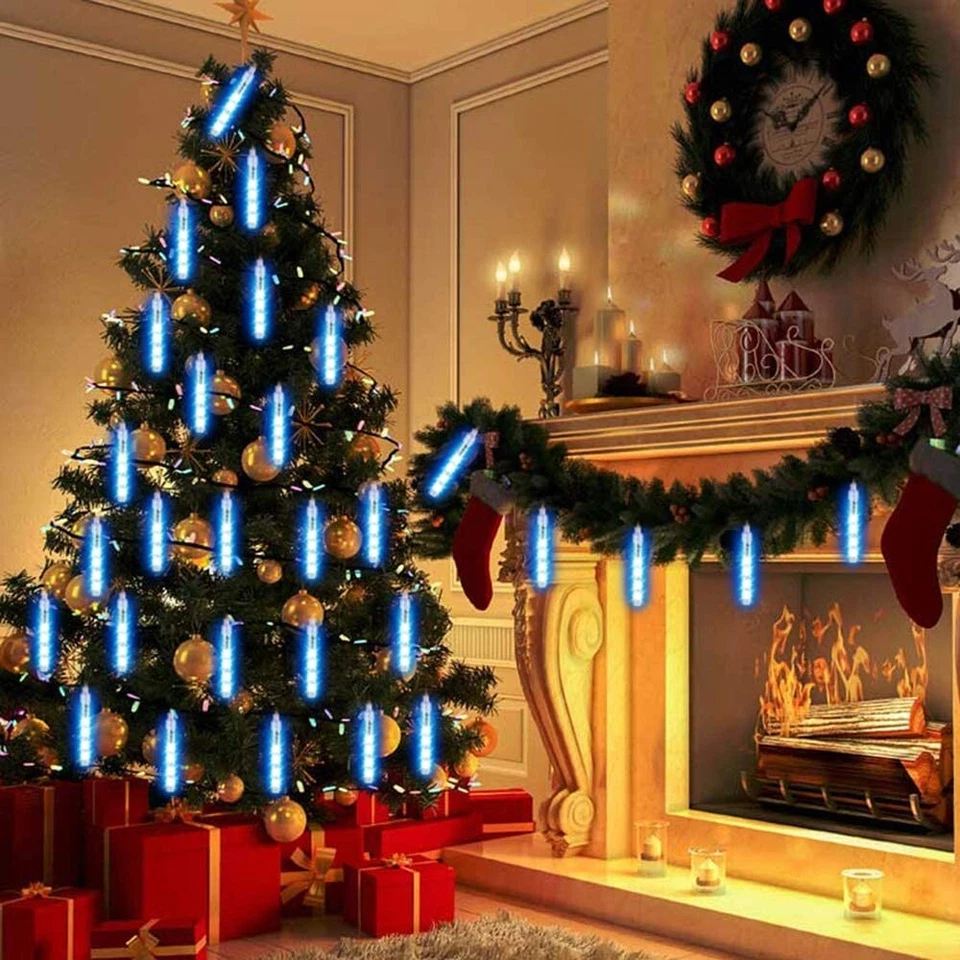 4 Sets Meteor Shower Falling Rain Icicle Lights Waterproof Home Party Decor Lamp - Image 2 of 4