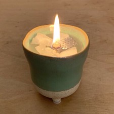 Schmelzlicht Wachsfresser Tischfeuer Indoor im handgeformten Tontopf