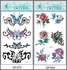 Colorful Butterfly Rose Daisy Flowers Waist Arm Neck Body Tattoo