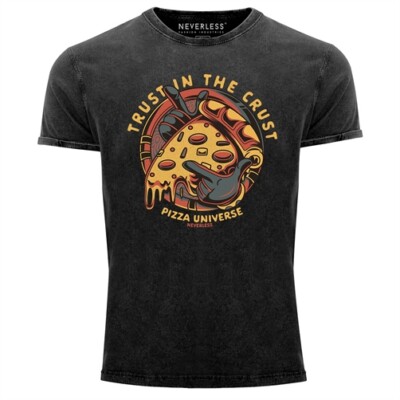 T-Shirt Uomo Neverless Con Stampa Pizza Sul Retro – Maglia In Cotone, Vestibilità Slim, Divertente E Alla Moda - 2